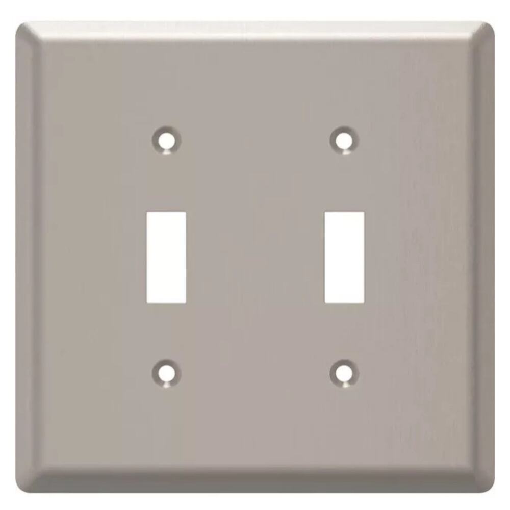 4x StyleSelections Satin Nickel Double‎ Toggle Wall Plate + Hardware 3159485